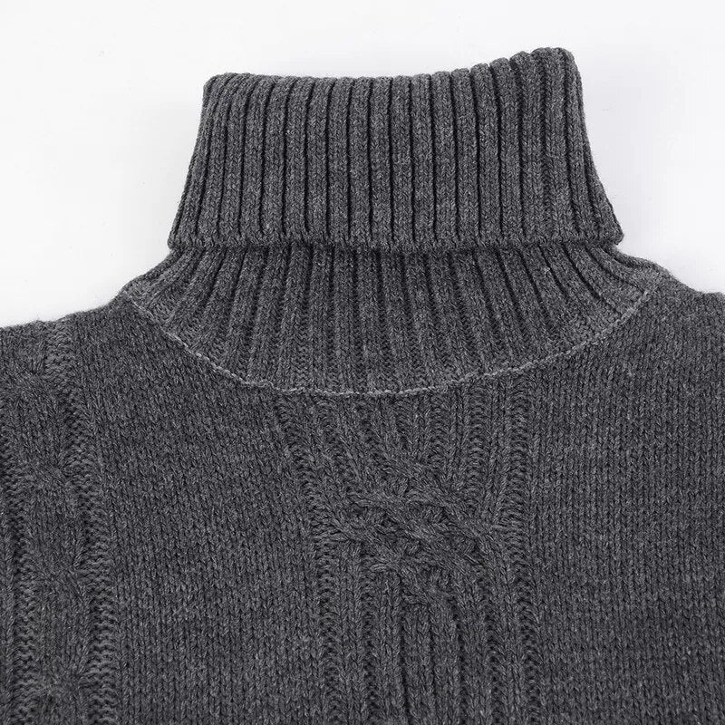 Men's Warm Sweater Long Sleeve Turtleneck Knitted Pullover