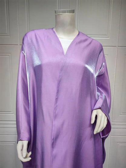 Stunning Modest Moroccan Style Casual Open Abaya Silk Satin