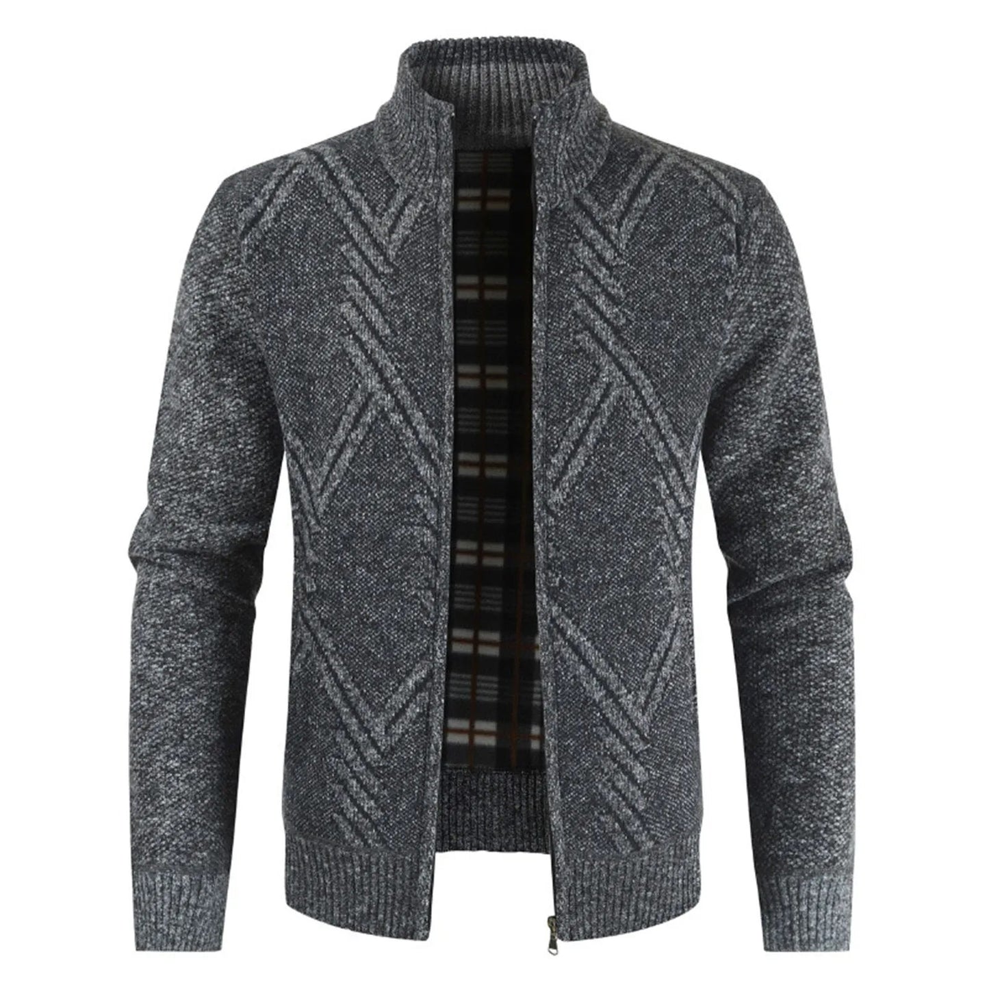 Men Cardigan Knit Patchwork Breathable Thick Long Sleeves