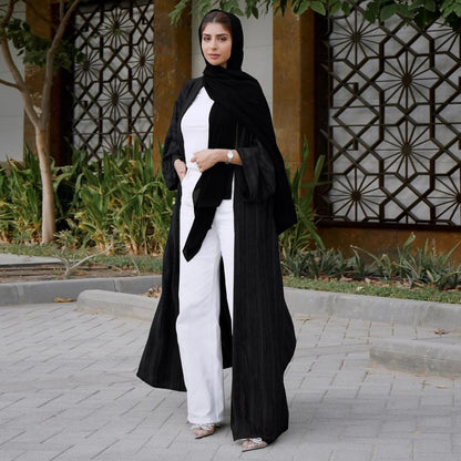 Light Abaya Solid Striped Retro Middle Eastern Saudi Style