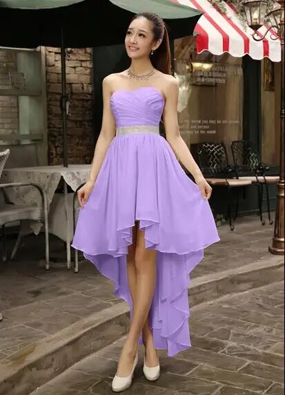 Chiffon Front Short Opening Long Back Strapless Dress