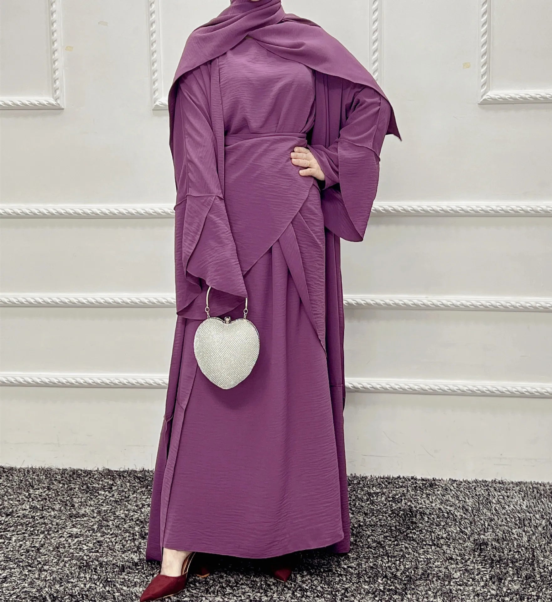 3 Piece Abaya Hijab Modest Set Kaftans