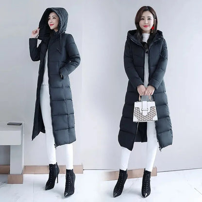 Long Straight Winter Coat Casual Slim Removable Hoodie Plus Size Available