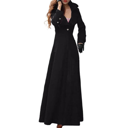 Long Wool Coat Winter Slim Elegant One Button Windbreaker