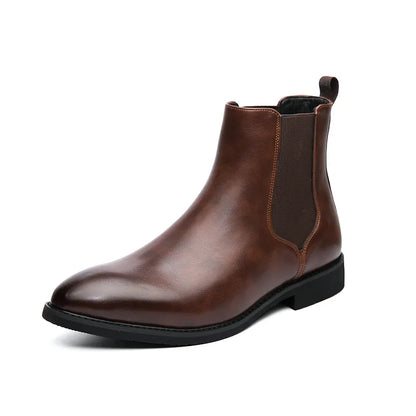 Men PU Brown Fashion Versatile Classic Ankle Boots