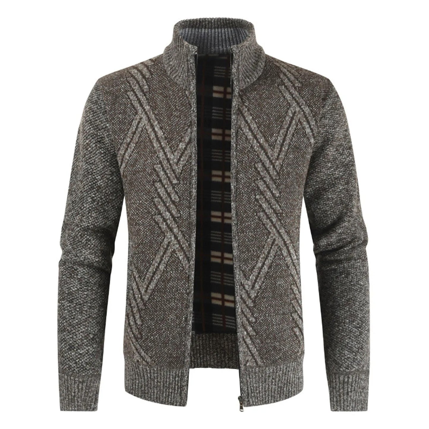 Men Cardigan Knit Patchwork Breathable Thick Long Sleeves