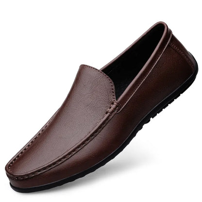 Soft Leather Loafers For Men Easy Slip On Flat Casual Shoes