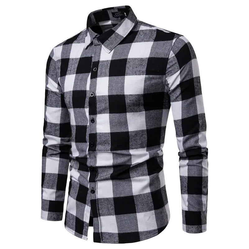 Men's Casual Long-sleeve Checkered Plaid Shirts