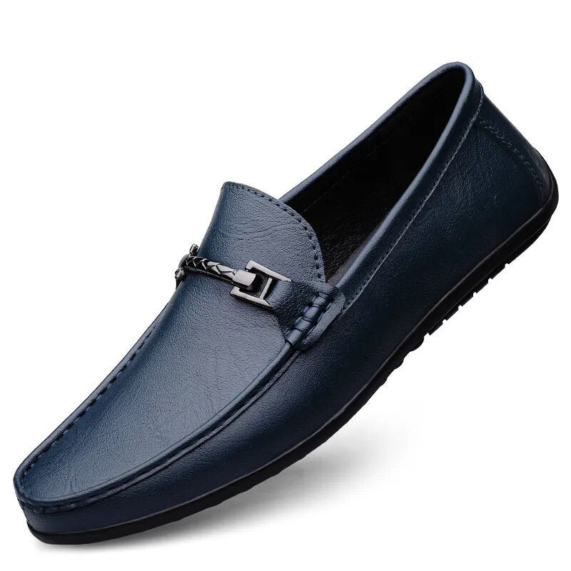 Soft Leather Loafers For Men Easy Slip On Flat Casual Shoes