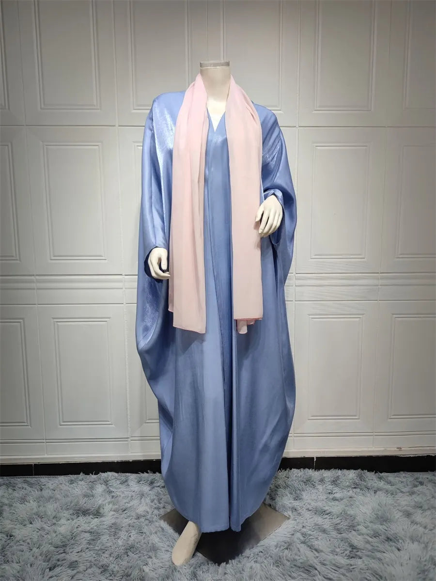 Stunning Modest Moroccan Style Casual Open Abaya Silk Satin