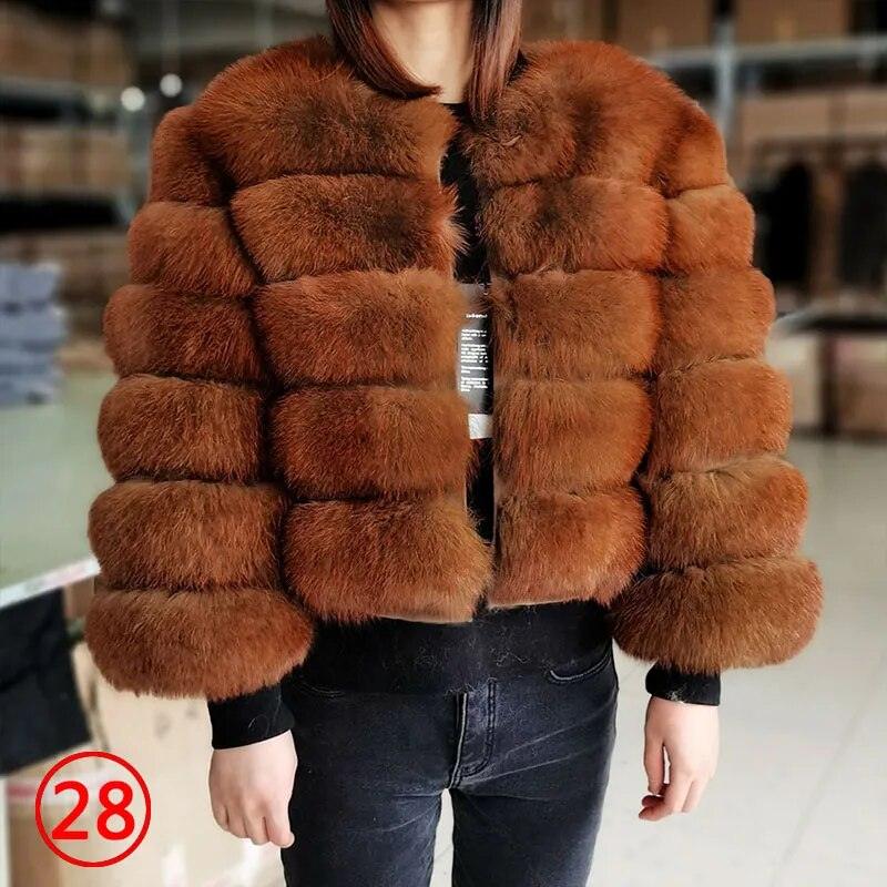 Real Fox Fur Coat Women Winter Warm Luxury Fur Jacket Plus