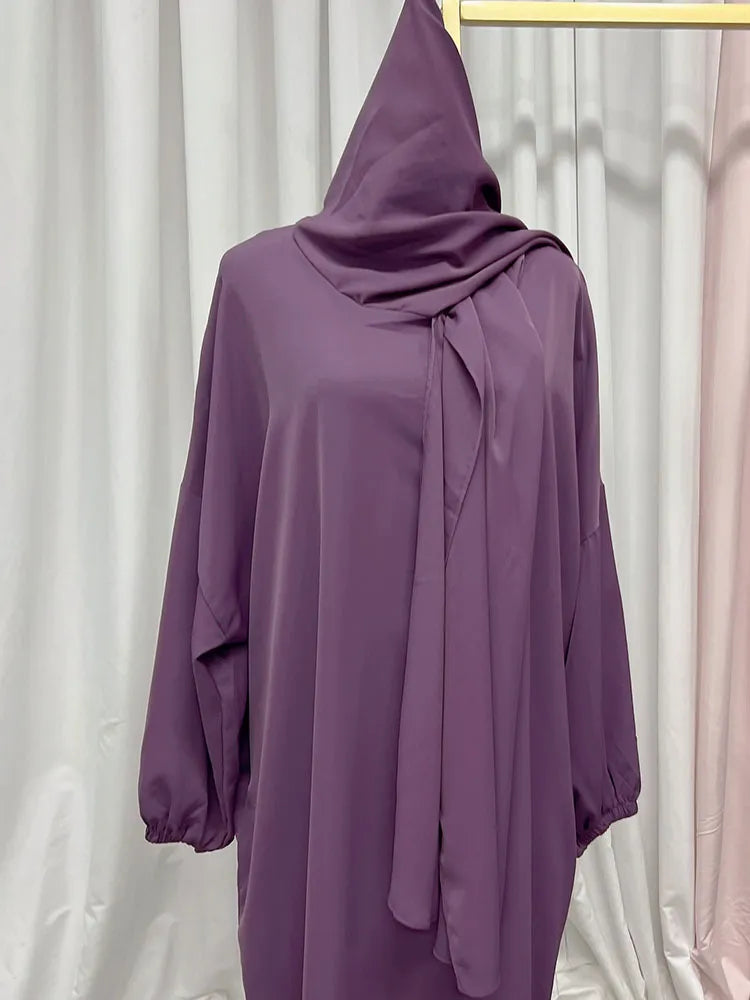 Simple Hooded Abaya Jilbab One Piece Modest Abayas