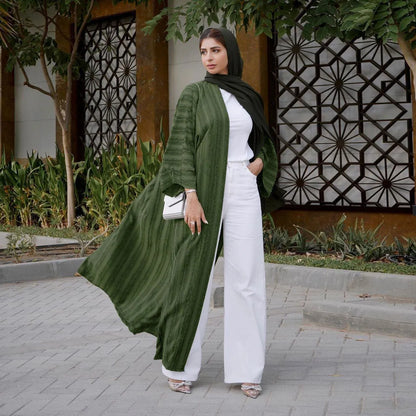 Light Abaya Solid Striped Retro Middle Eastern Saudi Style