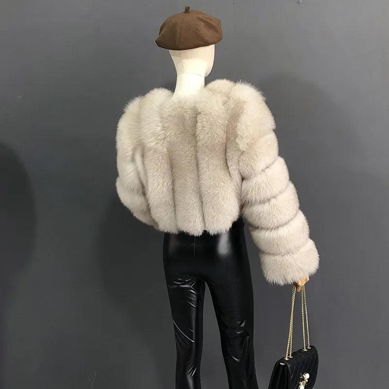 Fox Fur Jacket Short Style Clothing Full Length Sleeve Coat