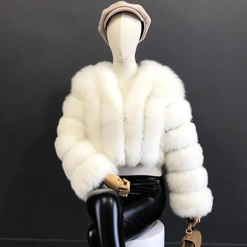 Fox Fur Jacket Short Style Clothing Full Length Sleeve Coat