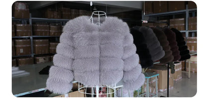 Real Fox Fur Coat Women Winter Warm Luxury Fur Jacket Plus