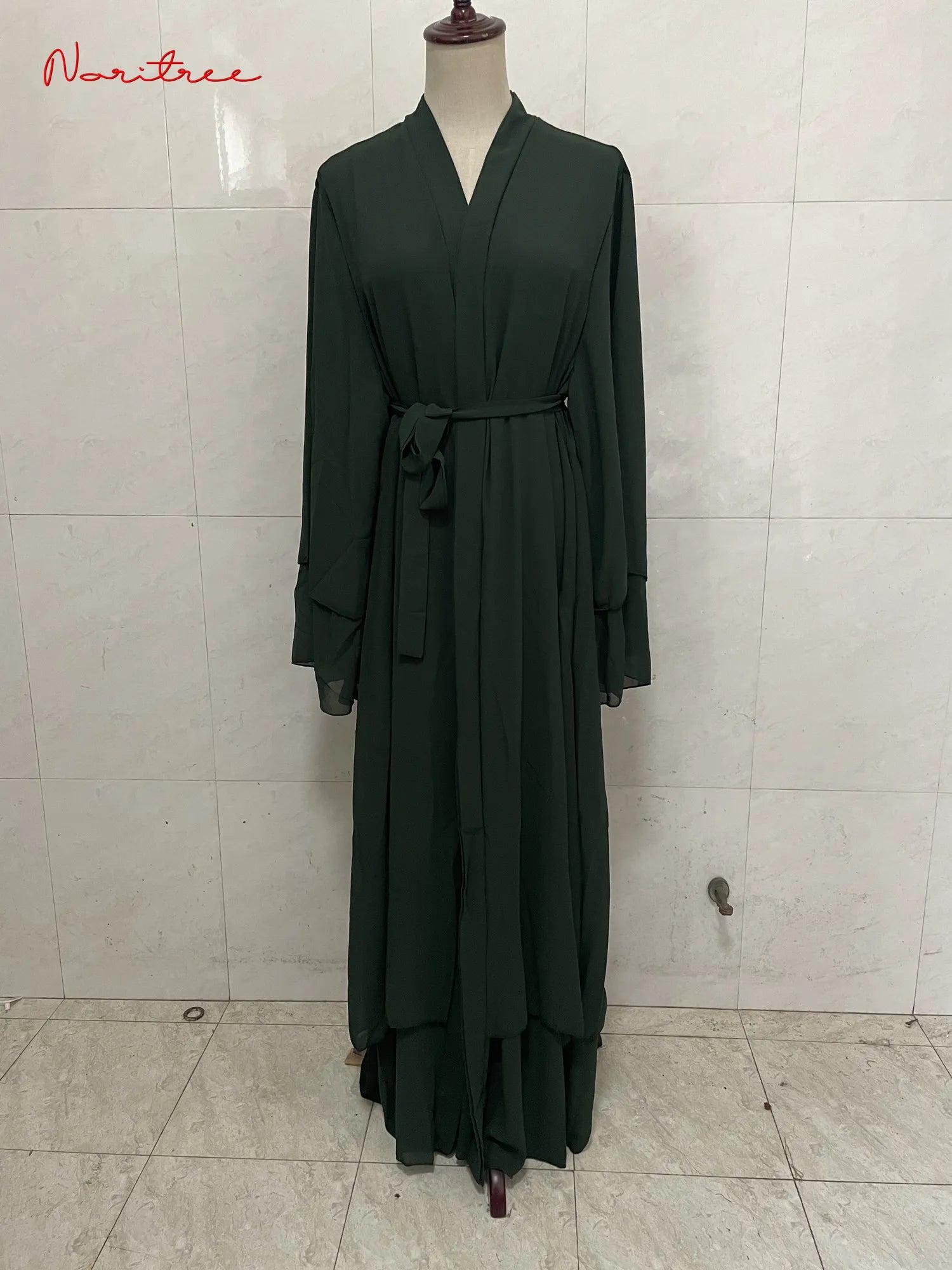 Chiffon Abaya Casual With Belt and Scarf