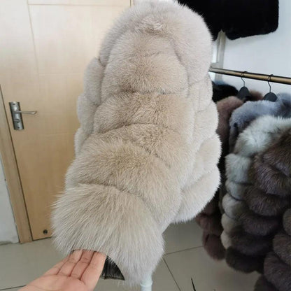 Real Fox Fur Coat Women Winter Warm Luxury Fur Jacket Plus