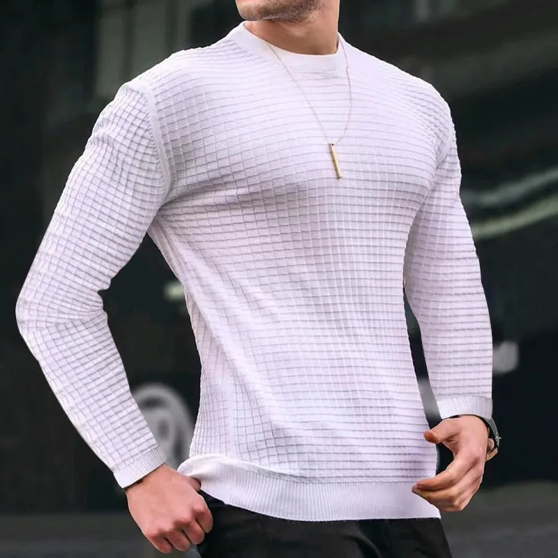 Men's Cotton Casual Long sleeve Slim Fit Knitted Sweater O-Neck