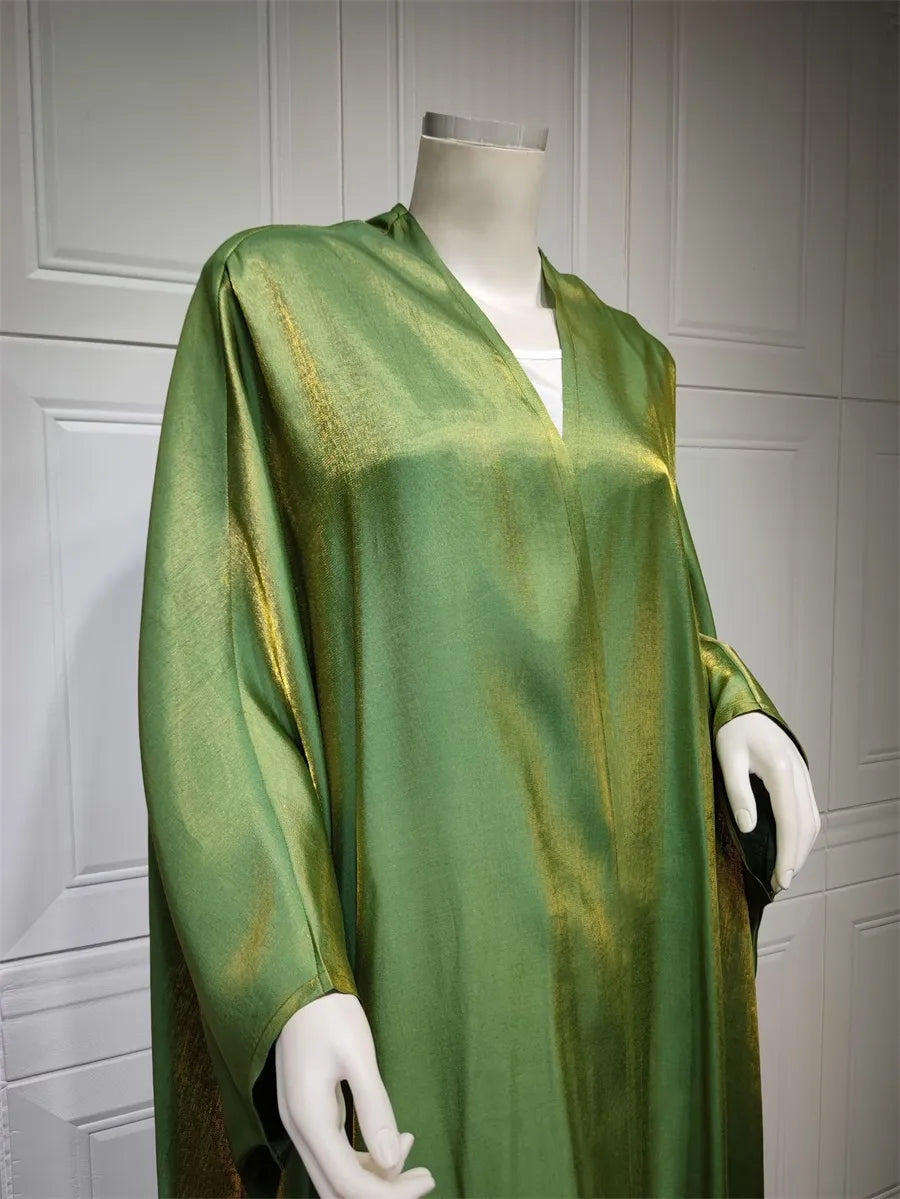 Stunning Modest Moroccan Style Casual Open Abaya Silk Satin