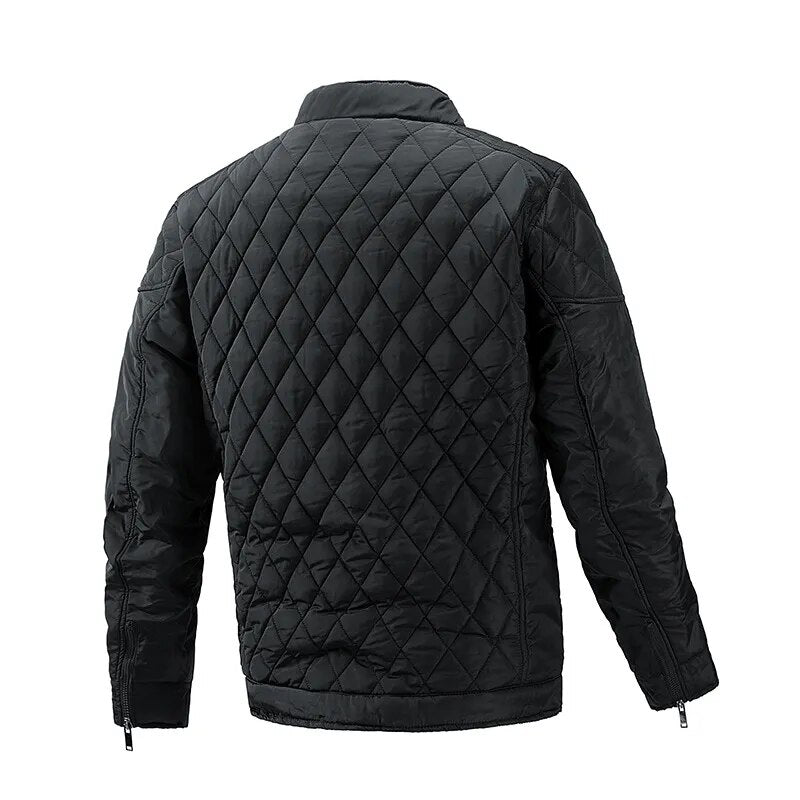 Winter Men's Light Thin Cotton Diamond Pattern Casual Jacket