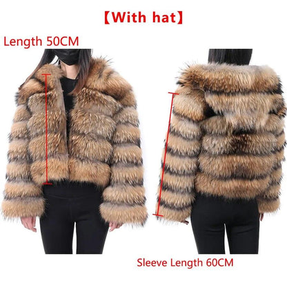 Real Fox Fur Coat Women Winter Warm Luxury Fur Jacket Plus