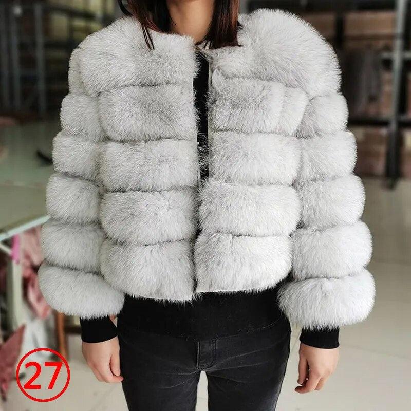 Real Fox Fur Coat Women Winter Warm Luxury Fur Jacket Plus