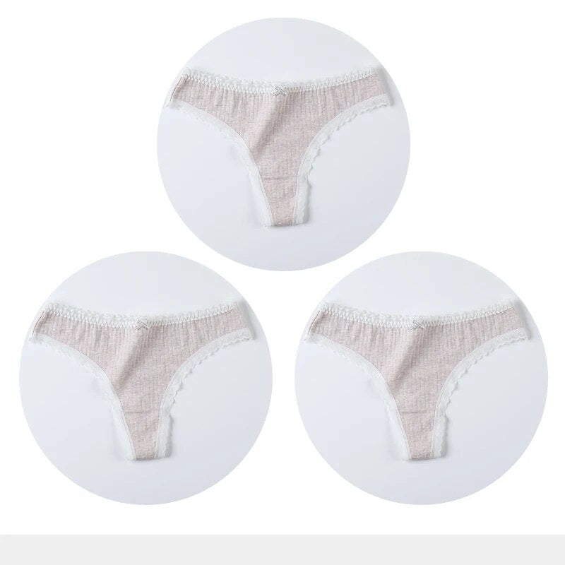 3 PACK Cotton Women G-String Underwear Thong Low Rise