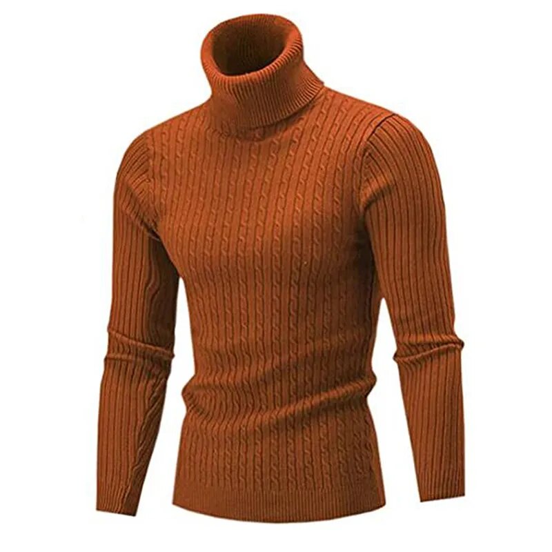 Men's Warm Sweater Long Sleeve Turtleneck Knitted Pullover