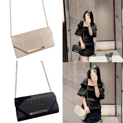 Evening Glitter Elegant With Chain Shoulder Clutches