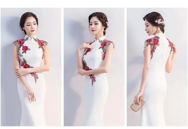 Cheongsam Evening Dress Banquet Embroidery Vintage