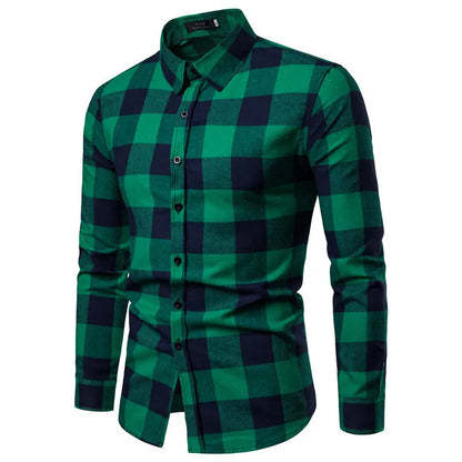 Men's Casual Long-sleeve Checkered Plaid Shirts