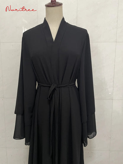 Chiffon Abaya Casual With Belt NO Scarf