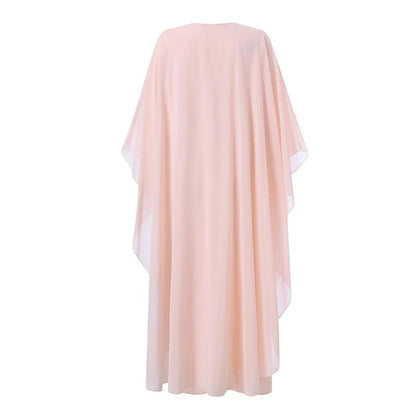 Long Abaya and Hijab 2pcs Long Sleeve Kaftan Dress