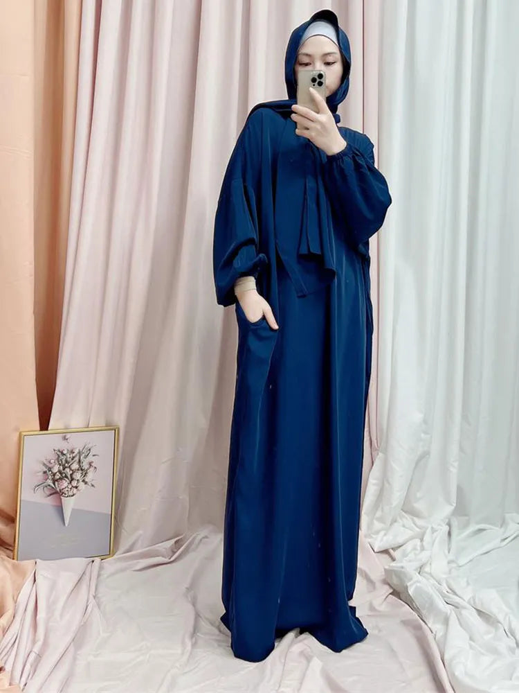 Simple Hooded Abaya Jilbab One Piece Modest Abayas