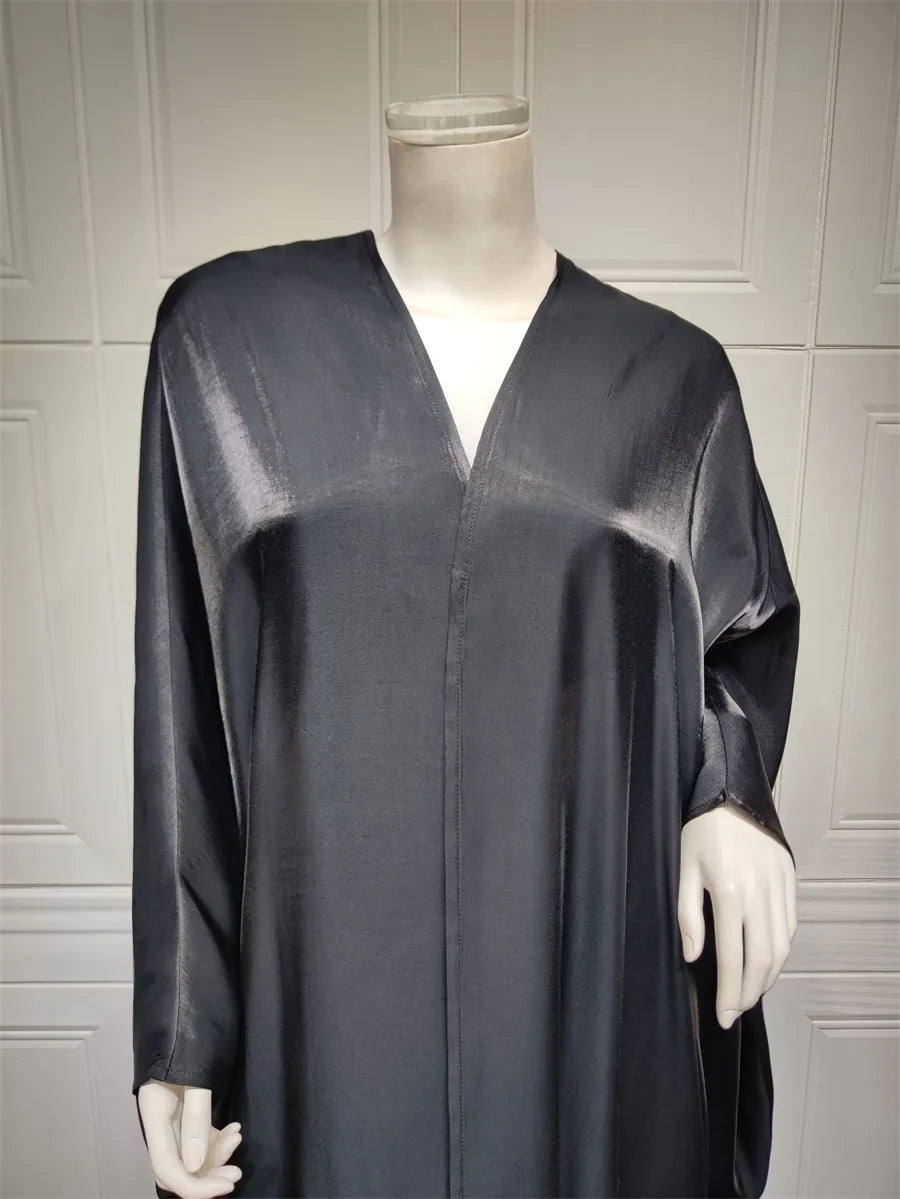 Stunning Modest Moroccan Style Casual Open Abaya Silk Satin