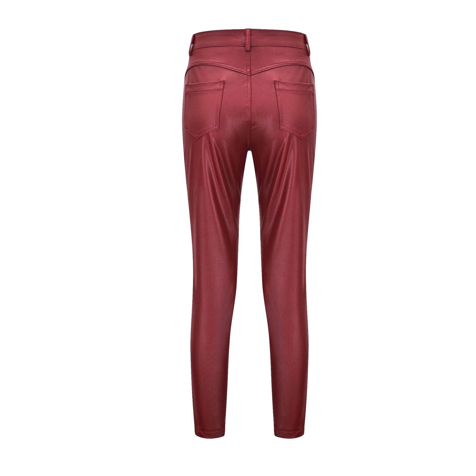 PU Leather High Waist Skinny Push Up Elastic Trousers Spandex Jeggings