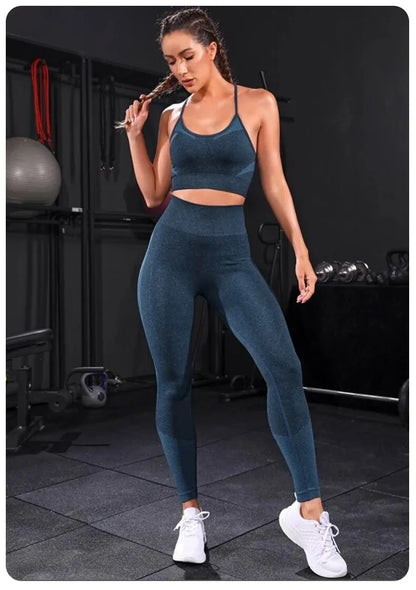 2 Pieces Seamless Yoga Set Sportswear Gym High Waist Leggings