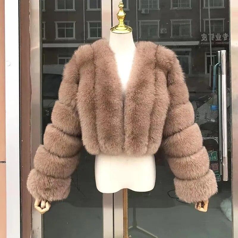 Fox Fur Jacket Short Style Clothing Full Length Sleeve Coat