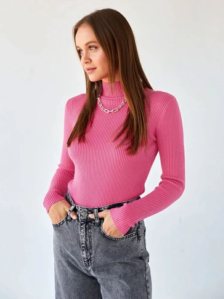 Short Turtleneck Sweaters Slim Pullover Knitted Soft Warm