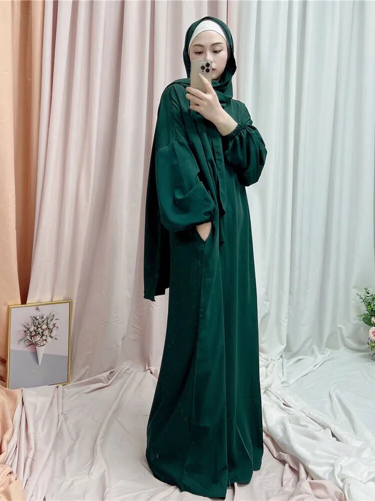 Simple Hooded Abaya Jilbab One Piece Modest Abayas