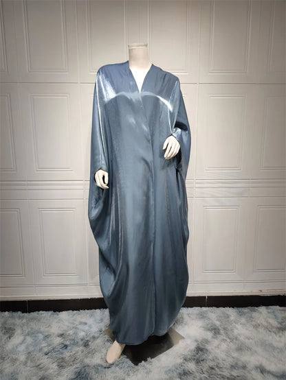 Stunning Modest Moroccan Style Casual Open Abaya Silk Satin