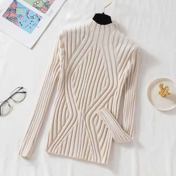 Knitted Pullover Short Turtleneck Slim Chic Long Sleeve Sweaters