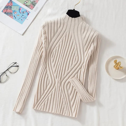 Knitted Pullover Short Turtleneck Slim Chic Long Sleeve Sweaters