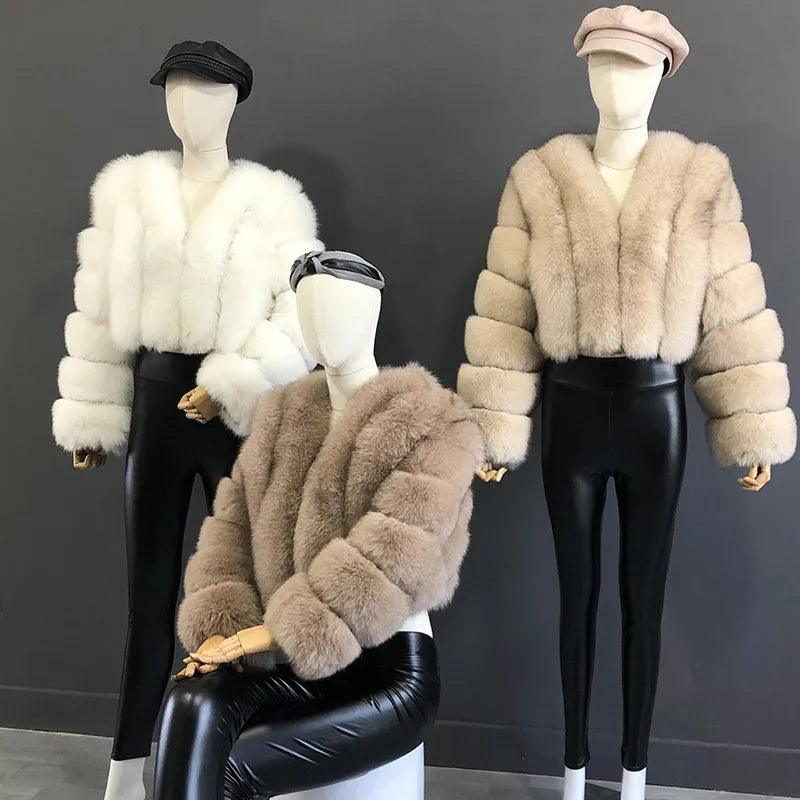 Fox Fur Jacket Short Style Clothing Full Length Sleeve Coat