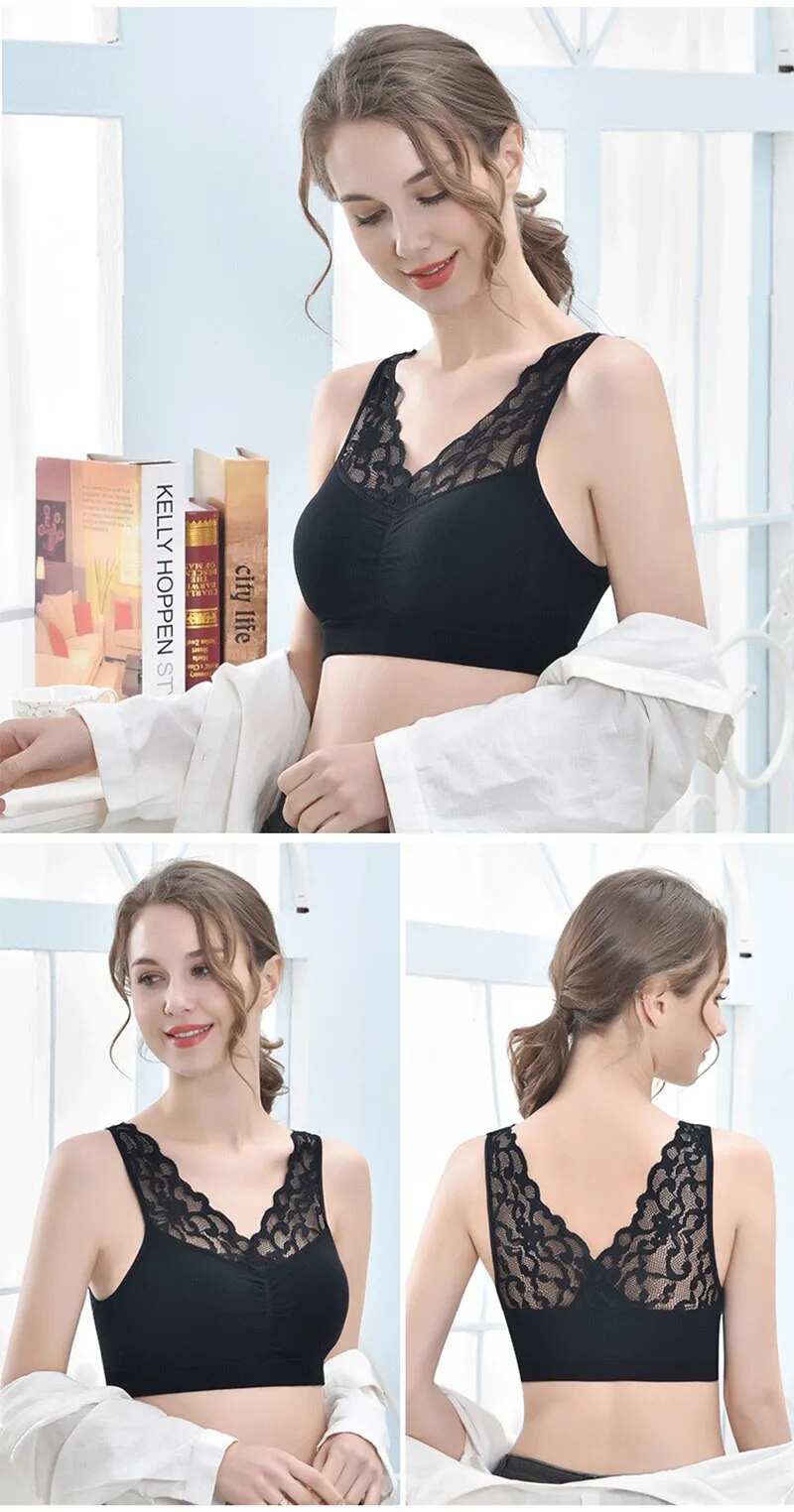 Seamless Wire Free Push Up Lace Bra With Pads