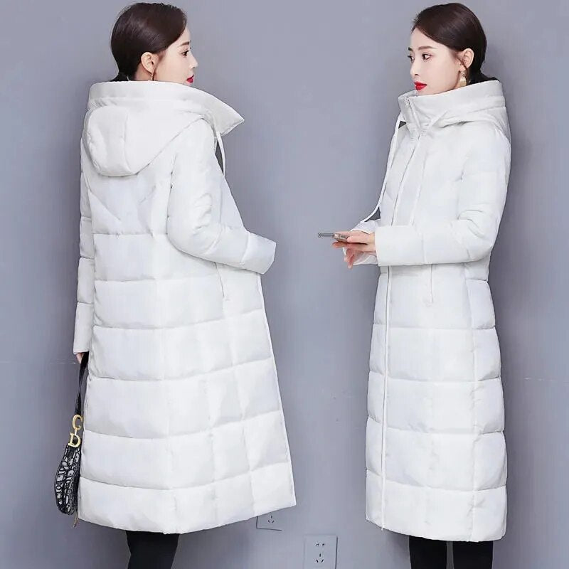 Long Straight Winter Coat Casual Slim Removable Hoodie Plus Size Available