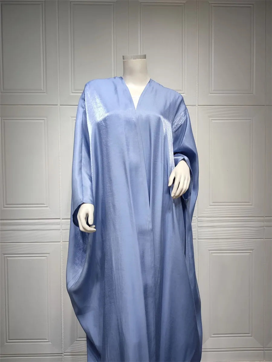 Stunning Modest Moroccan Style Casual Open Abaya Silk Satin