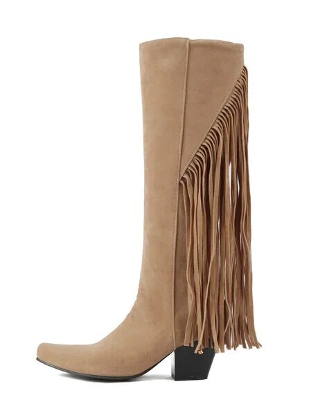 Cowgirl High Knee Zipper Boots