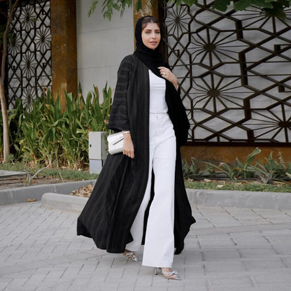 Light Abaya Solid Striped Retro Middle Eastern Saudi Style